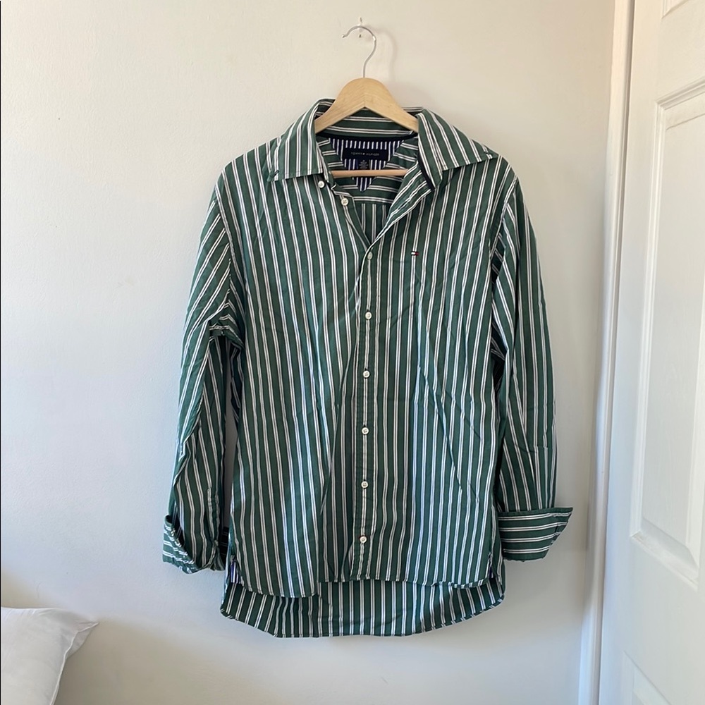 Green Striped Men's Shirt